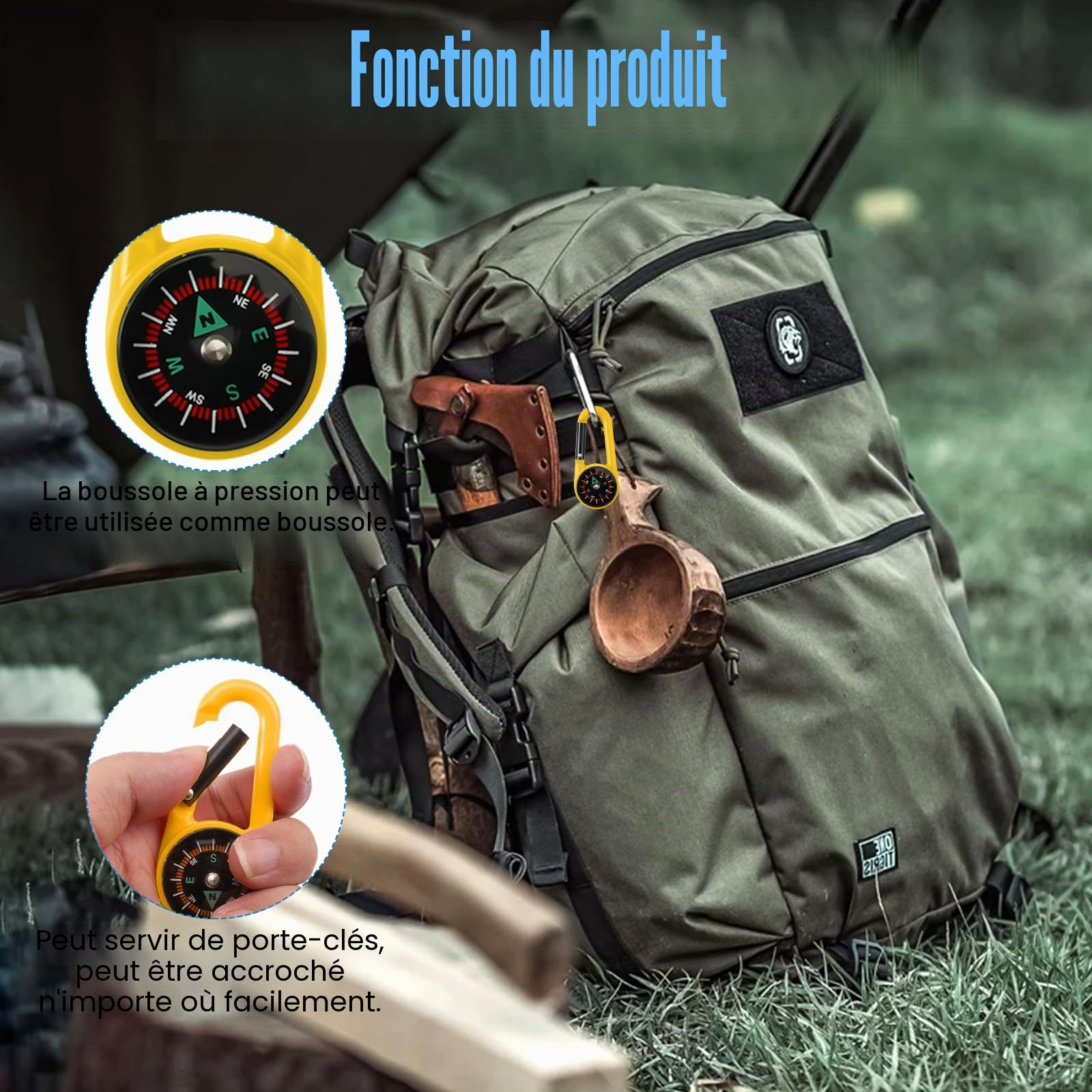 10 Pièces Boussole de Camping Colorée,Boussole Randonnée,Boussole Enfant,Multicolore Boussoles Randonnée,Mousqueton Multifonction avec boussole,Mini boussole pour l'extérieur, Le Camping, Les Urgences