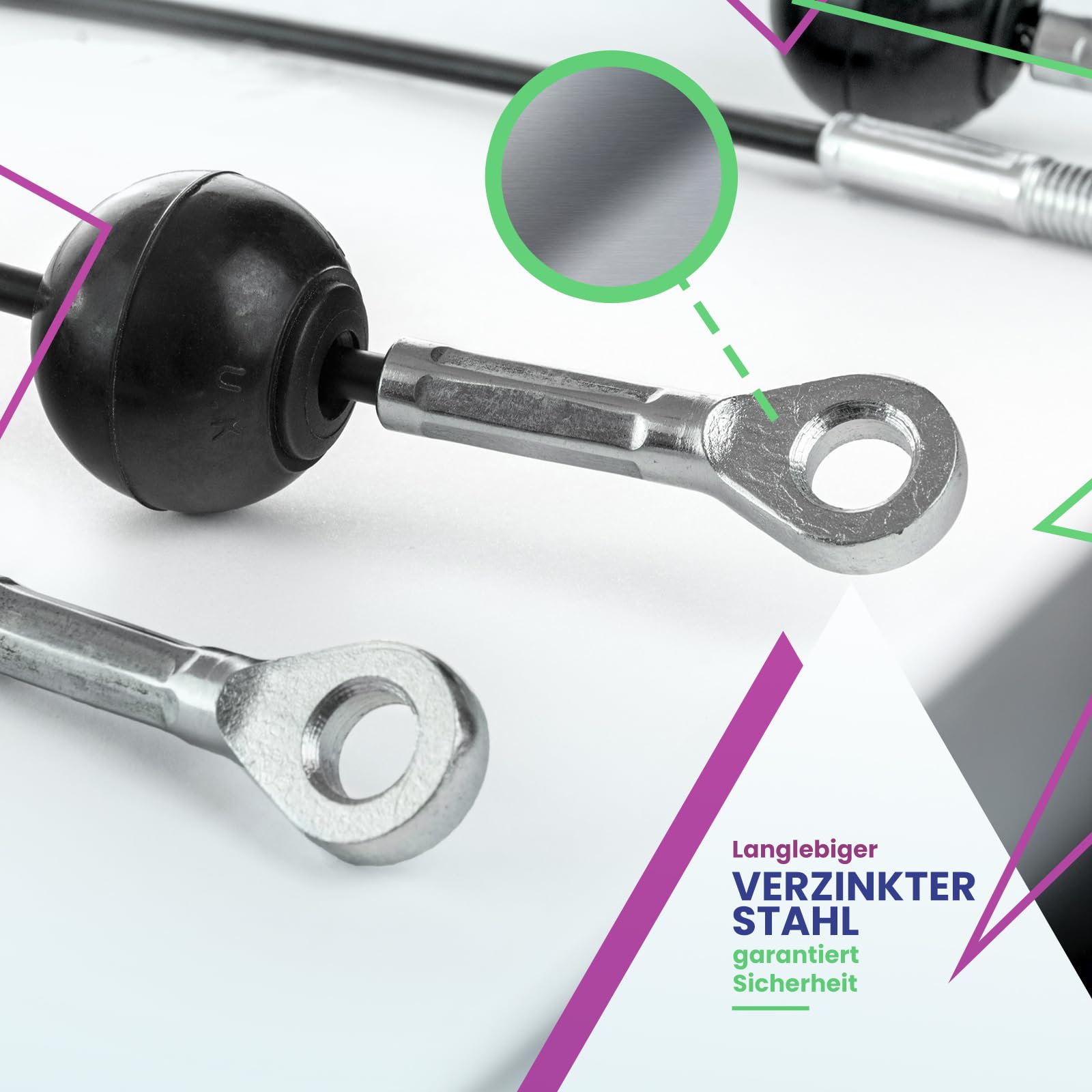 DQ-PP Stahlseil ummantelt mit Öse und Kugelterminal – 7x19 – Drahtseil – Gym Kabel – Schwarz – Fitness