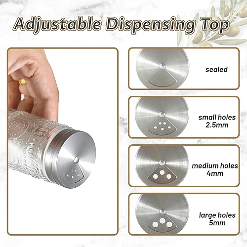 Miniatura 3 de Paquete de 2 saleros y pimenteros de vidrio con orificios de vertido ajustables, dispensadores de especias rellenables de 120ml para Himalaya, mesa,