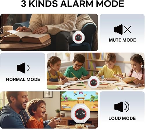 Miniatura 7 de Pomodoro Temporizador, cubo abatible con 7 ajustes preestablecidos, cuenta regresiva, cronómetro recargable pequeño portátil de enfoque visual para