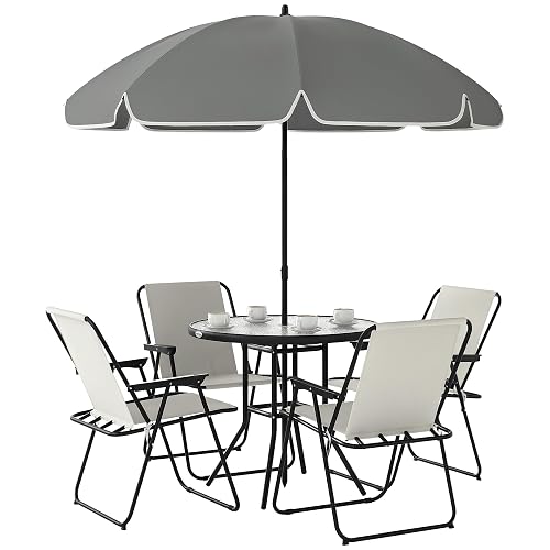 Outsunny Conjunto de mesa e cadeiras de jardim de 6 peças móveis de jardim exter