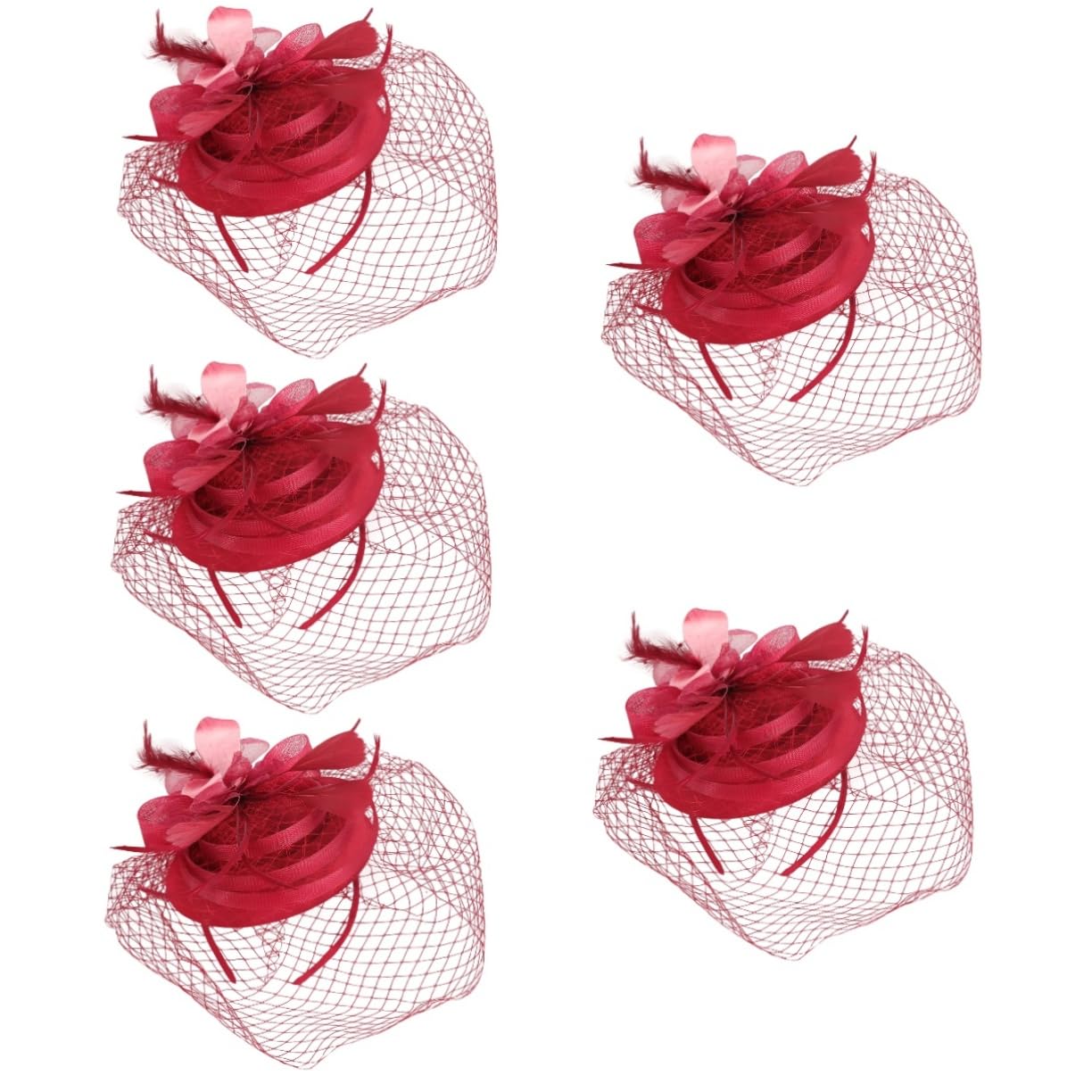 ABOOFAN 5pièces Fascinator Élégant Plume Et Tulle pour Mariage Accessoire De Cheveux Vintage pour Tea Party Et Événements Spéciaux Utilisation Barrette Ou -tête