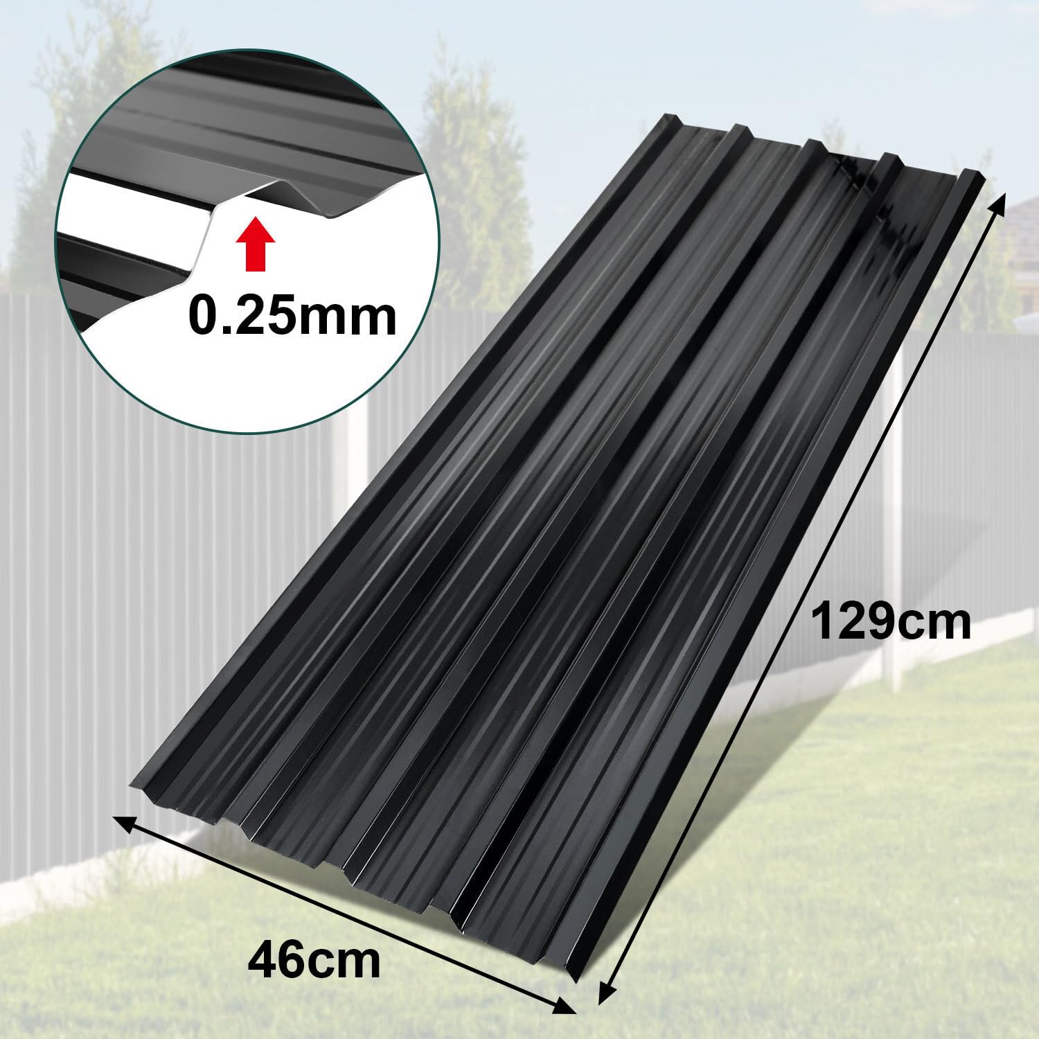 36X Chapa trapezoidal 129×46cm –21m², láminas de chapa ondulada para techo 0,25mm, chapa de techo galvanizada de acero para cobertizo, carport, invernadero – Guantes de protección contra