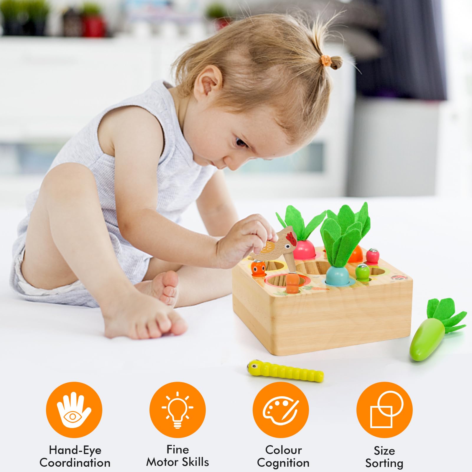 XIAPIA Jouet Montessori En Bois Œufs De Dinosaure - Éducatif Motricité Bébé 6-12 Mois, 1-3 Ans, Cadeau Anniversaire Pâques Garçon Fille