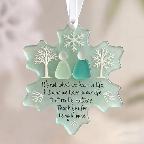 Sea Glass Friendship Snowflake Ornament,Timeless Friendship Snowflake Keepsake, Hand-Made Art