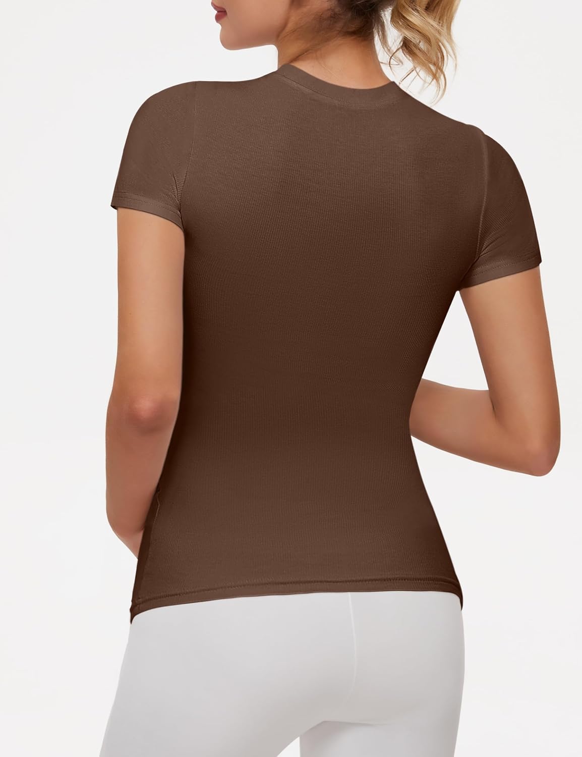 Peauty Maternity Ribbed Crew Neck Short Sleeve T-Shirt - Image 4