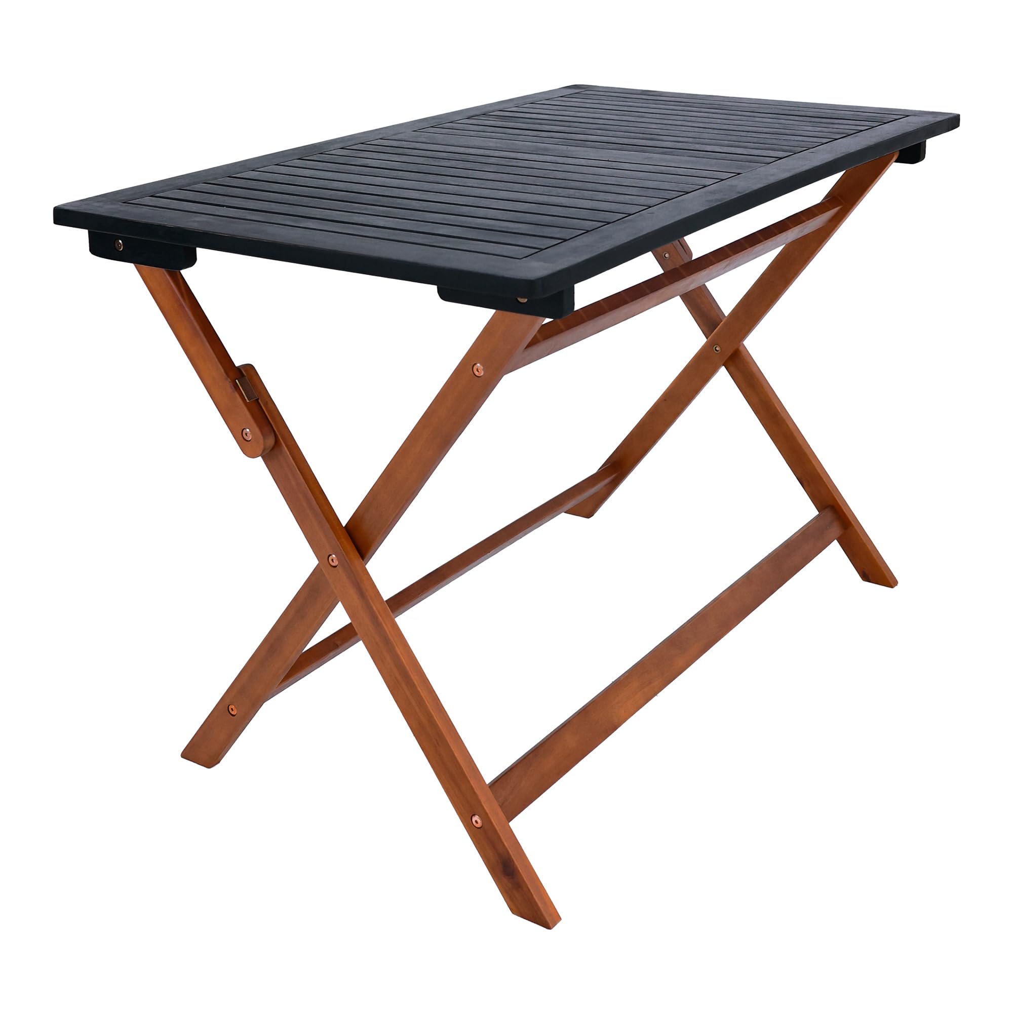 [en.casa] Set da Pranzo per Esterno in Legno di Acacia Oliato Tavolo con Piano Rettangolare e 4 Sedie Mobili Pieghevoli da Giardino Patio Terrazza