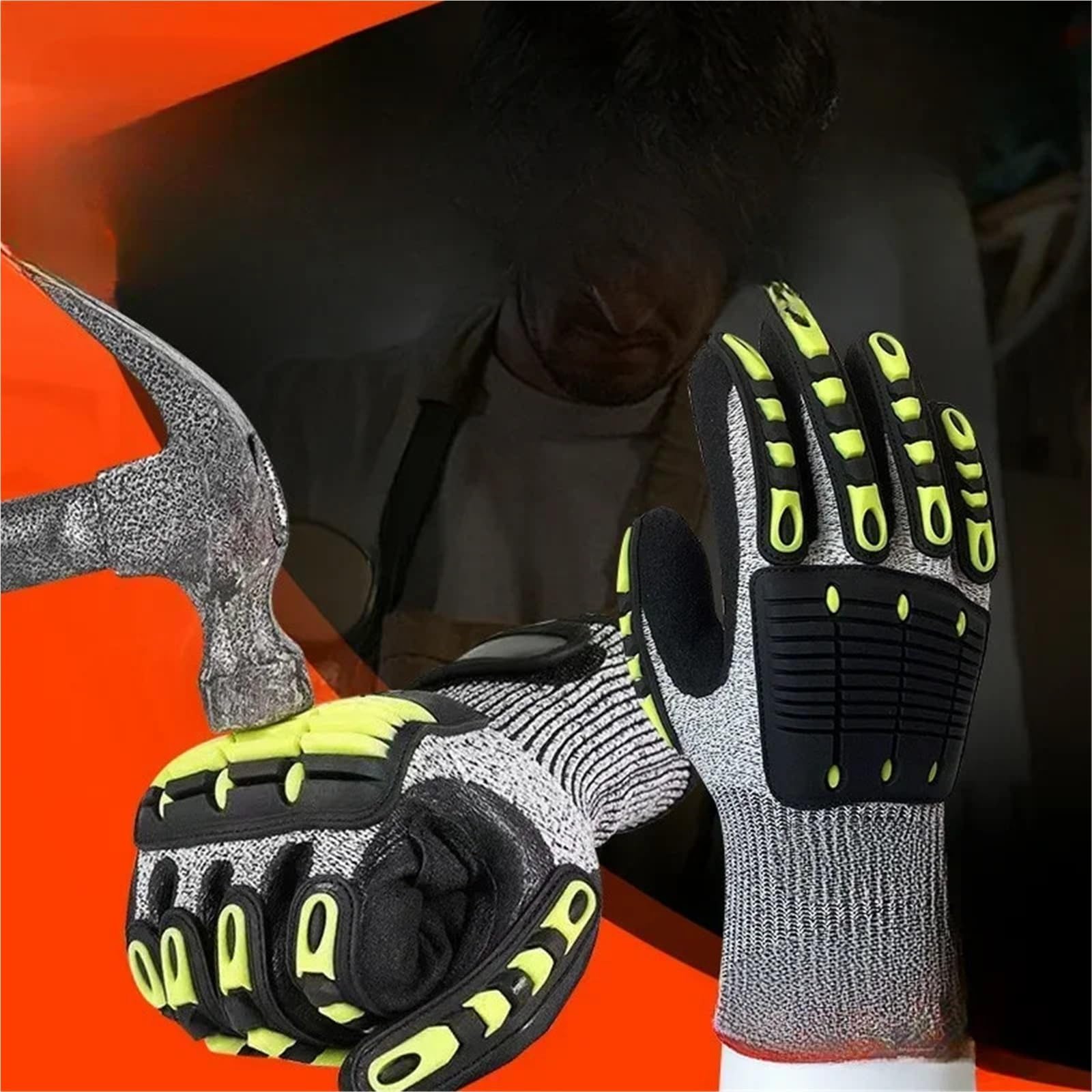 Générique Compatible avec les gants de travail mécaniques GMG TPR, gants de sécurité résistants aux coupures, Anti-vibration, absorbant les chocs, résistants à l'huile(L)