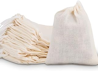 Chielor 50 Pieces Cotton Drawstring Bags, Reusable Muslin Bag Sachet Bag Gift Bag Jewelry Pouch for Wedding Party Home Sup...