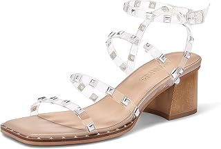 Clear Studded Rhinestone Heels for Women Sexy Chunky Block Square Toe Heels Wedding Shoes Low Heels Open Toe Bridal Pumps Sandals