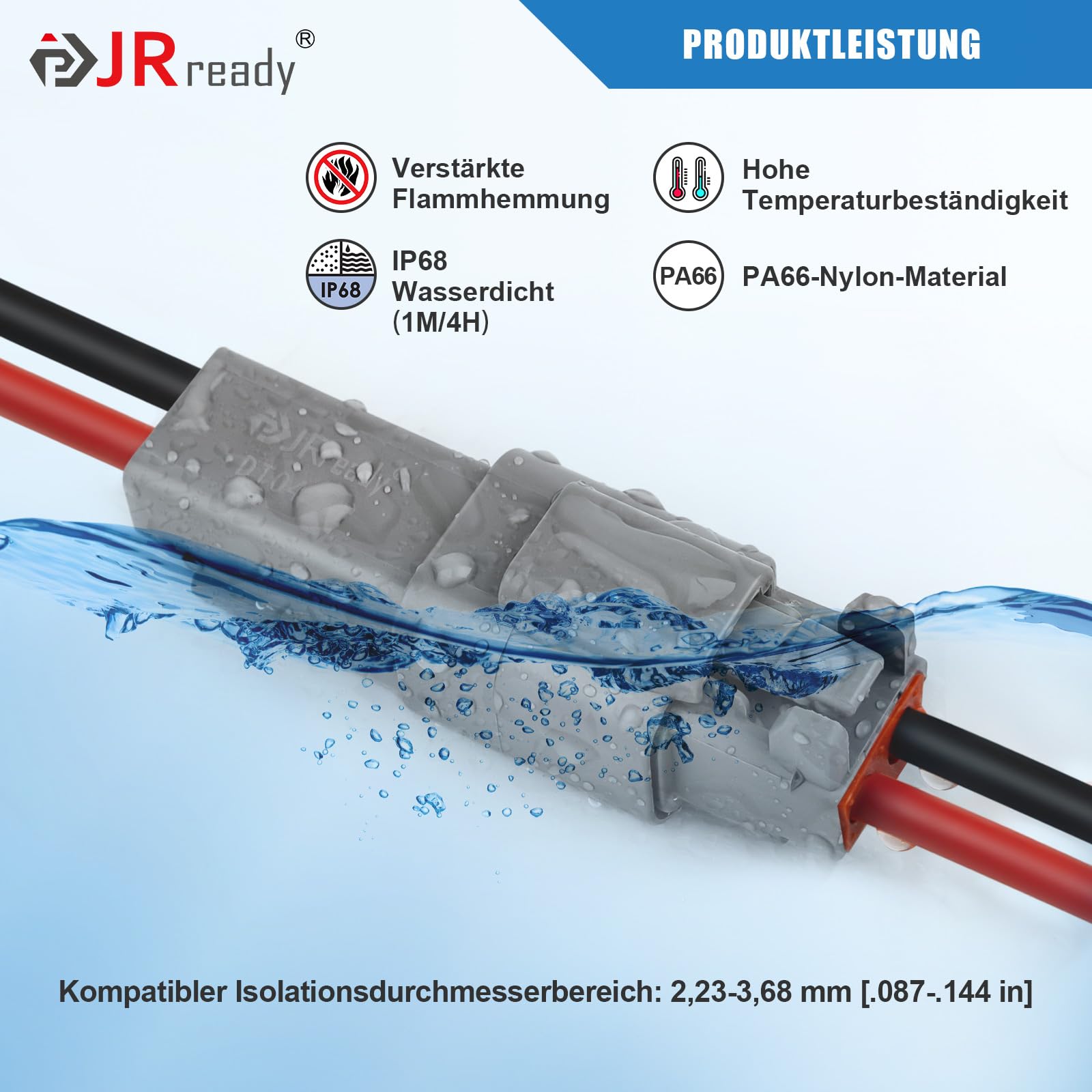 JRready Connettore Deutsch a 6 Poli Grigio IP68 Impermeabile Connettore DT Kit 6 Set con Kit di Terminali Deutsch, Calibro di Filo 16-20 AWG Per Auto, Moto, Camion, Barche