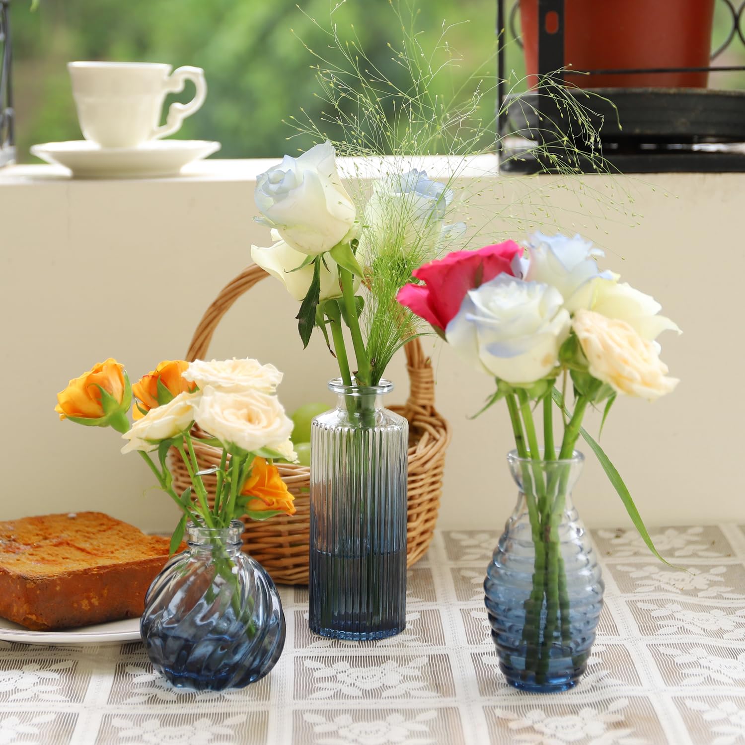 SUPMIND Lot De 12 Petits Vases Bourgeons En Verre Bleu Pour Centres De Table En Vrac Mini Vase Vintage Pour D Coration De Table De Mariage Ou D~p115237094