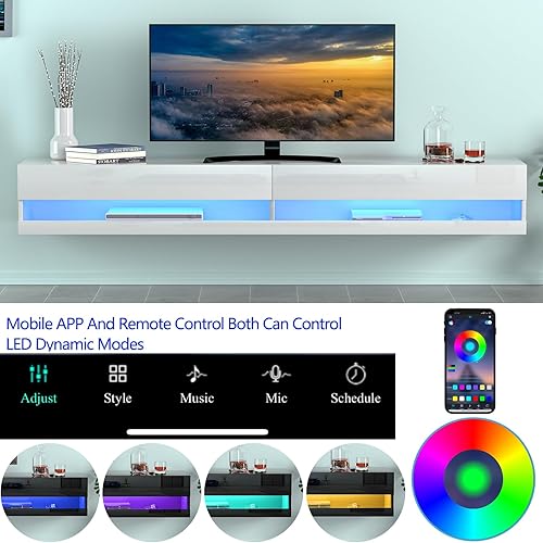 Miniatura 3 de Vinctik 6&Fox Soporte flotante de TV de 70 pulgadas para TV de 7580 pulgadas, moderno soporte de TV LED para sala de estar, soporte de TV flotante