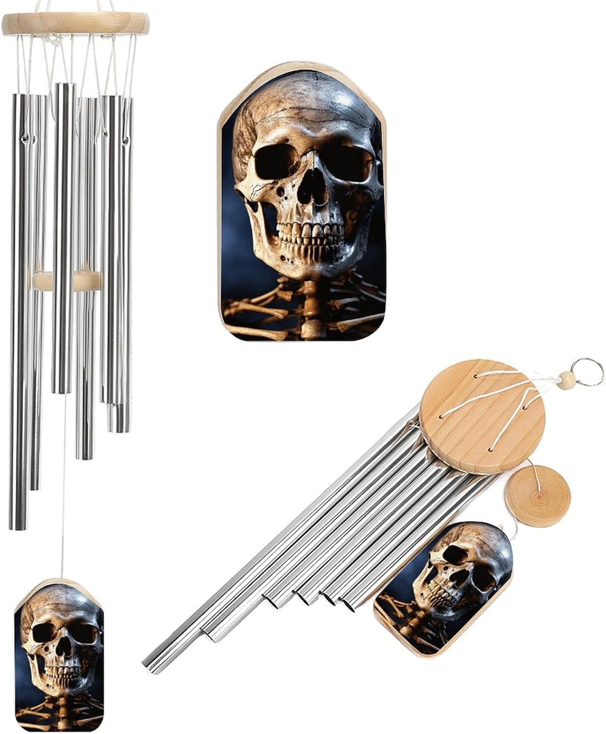 Outdoor Wind Chimes, Skeleton Printed Wind Chimes,Simple Wind Chimes,Curtain Wind Chimes for Home Decoration