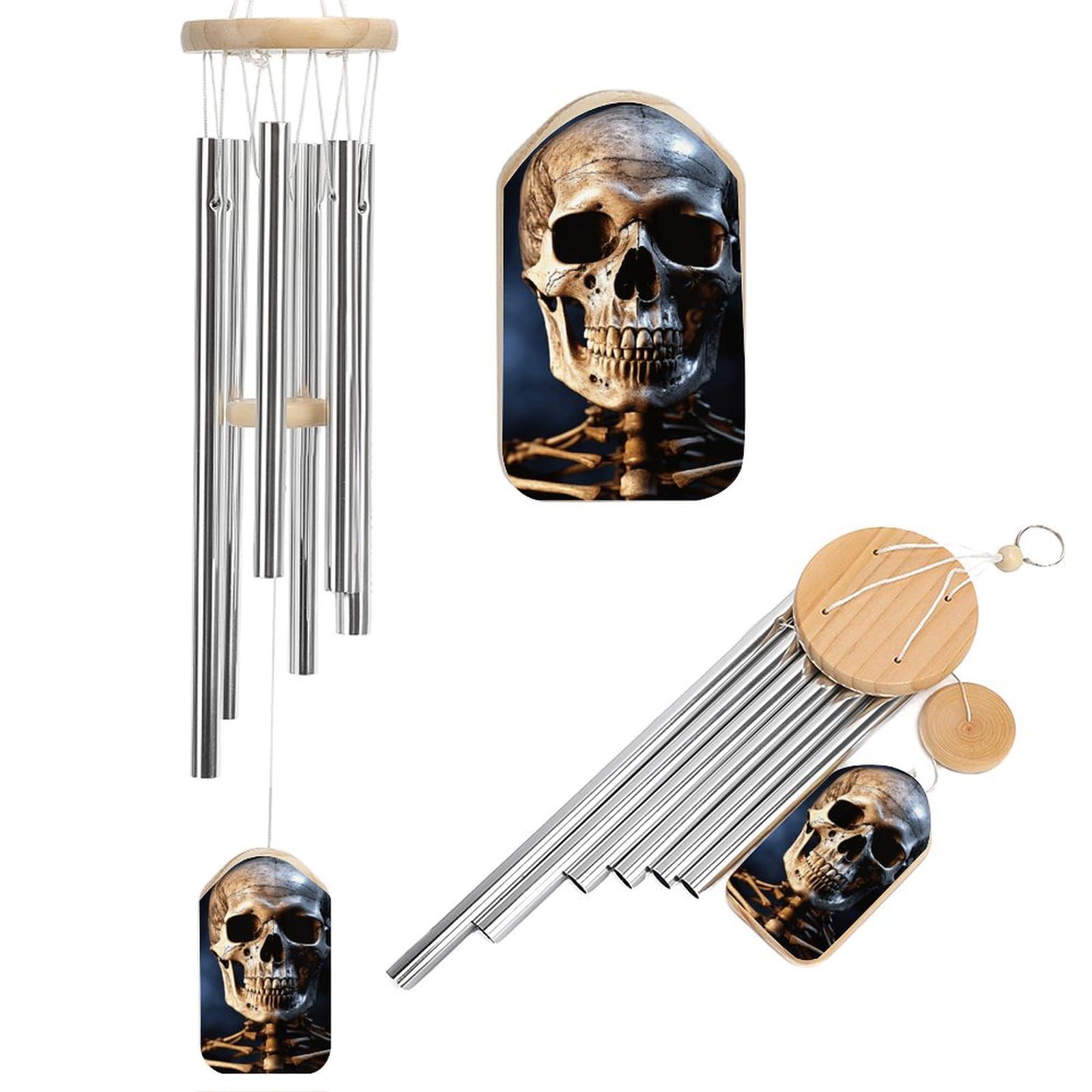 Outdoor Wind Chimes, Skeleton Printed Wind Chimes,Simple Wind Chimes,Curtain Wind Chimes for Home Decoration