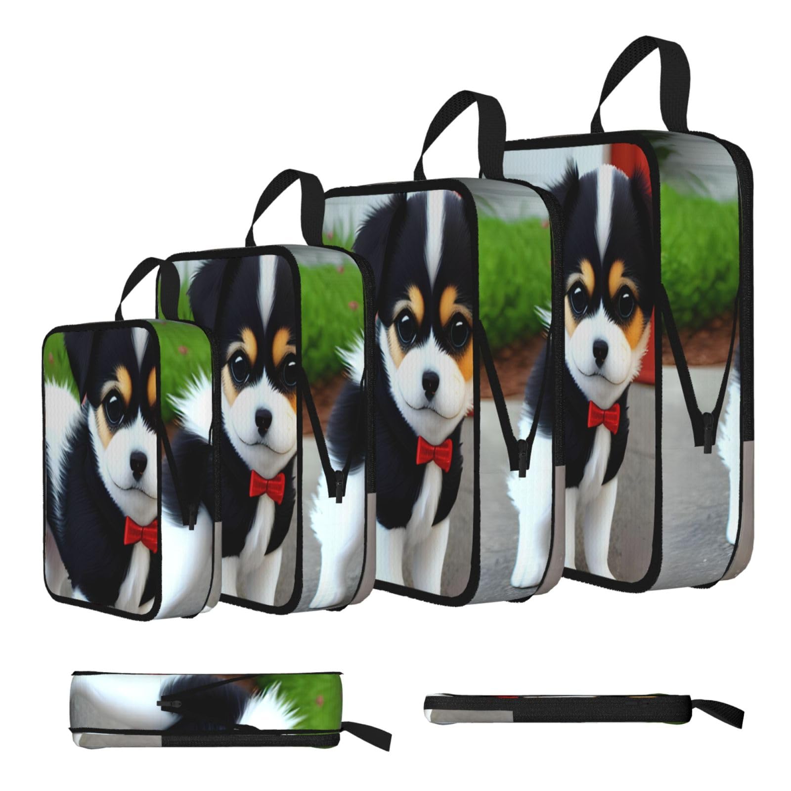 Sxzvvbn Black And White Puppy Compression Packing Cubes 4 Piece Set