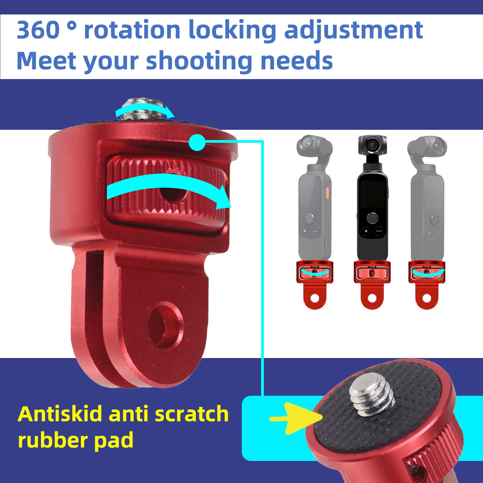 Adaptador De Trípode Giratorio 360° – 1/4 Pulgada | Para Cámaras De Acción GoPro, Xiaomi Y Más