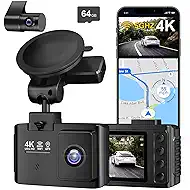 Dash Cam Front and Rear: 4K+2.5K Dual Channel Dash Cam-5GHz WiFi, GPS Dash Camera for Cars with 64GB Card, 2.0" IPS Screen, App Control,G-Sensor,Loop Recording,170°Wide Angle,Night Vision,Parking Mode