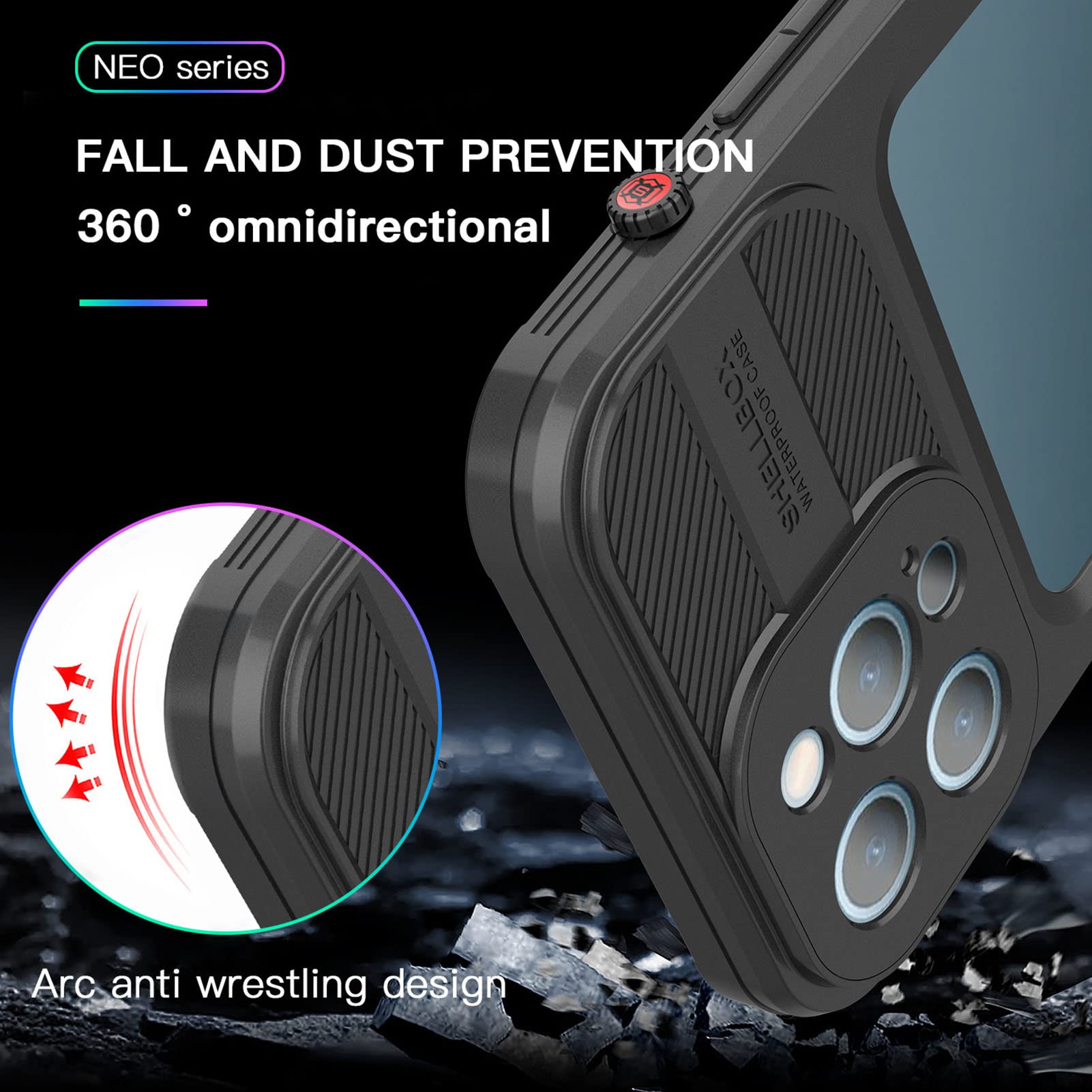wasserdichte Handyhülle, IP68 wasserdichte Ganzkörper-Schutzhülle, stoßfest, robuste Stoßfängerabdeckung, schlagfest, langlebig für i/Phone/13/Pro/ProMax 6,1/6,7 Z(Color:13 pro 6.1")