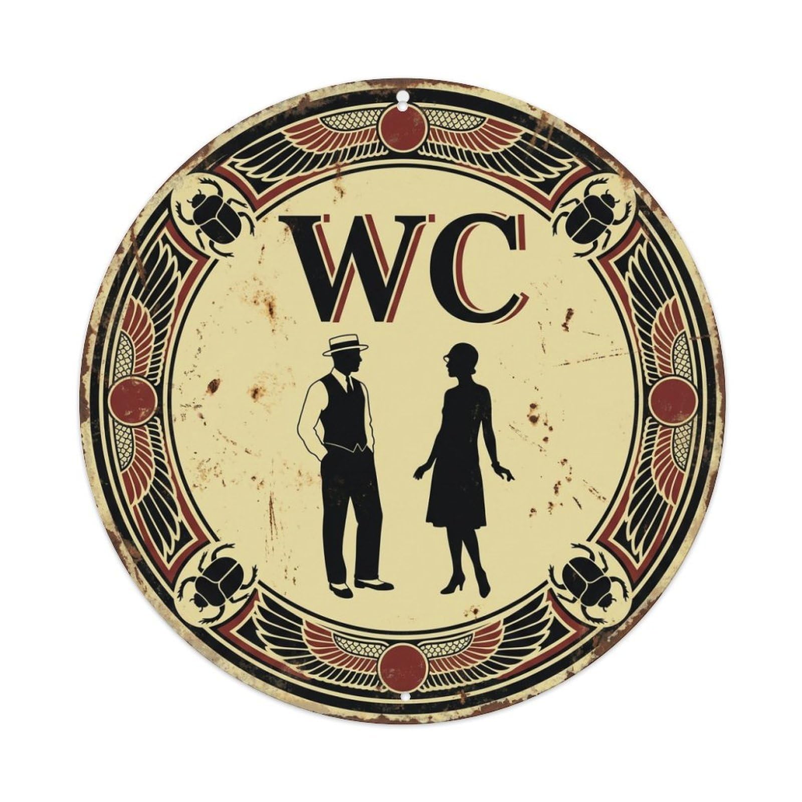 WC Art Deco Restroom Sign Ladies Gents Metal Tin Sign