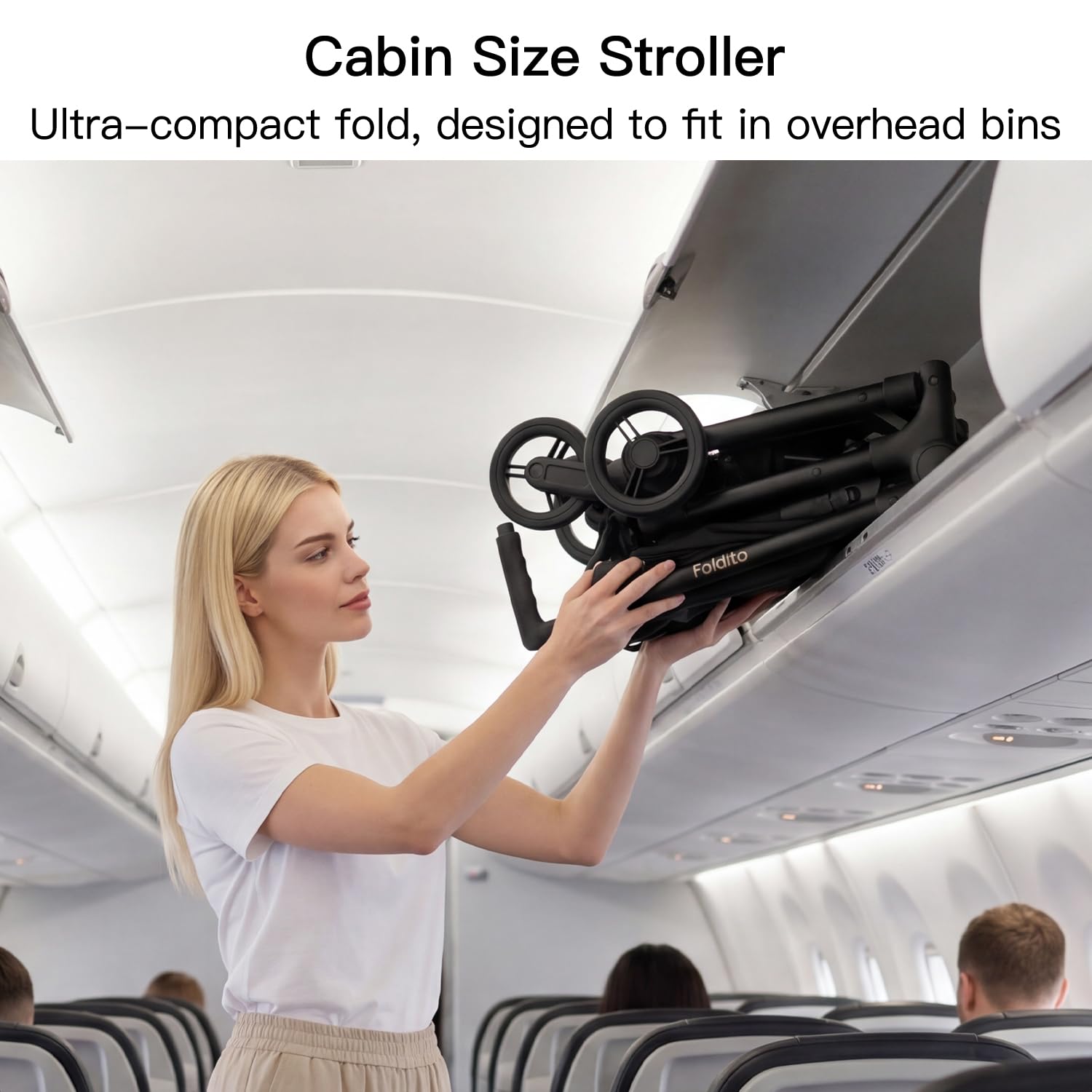 Gromast Passeggino da viaggio per aereo, ultra compatto e leggero, solo 4,5 kg, passeggino portatile per neonati, con tettuccio UPF 50+ e portabicchieri, grigio