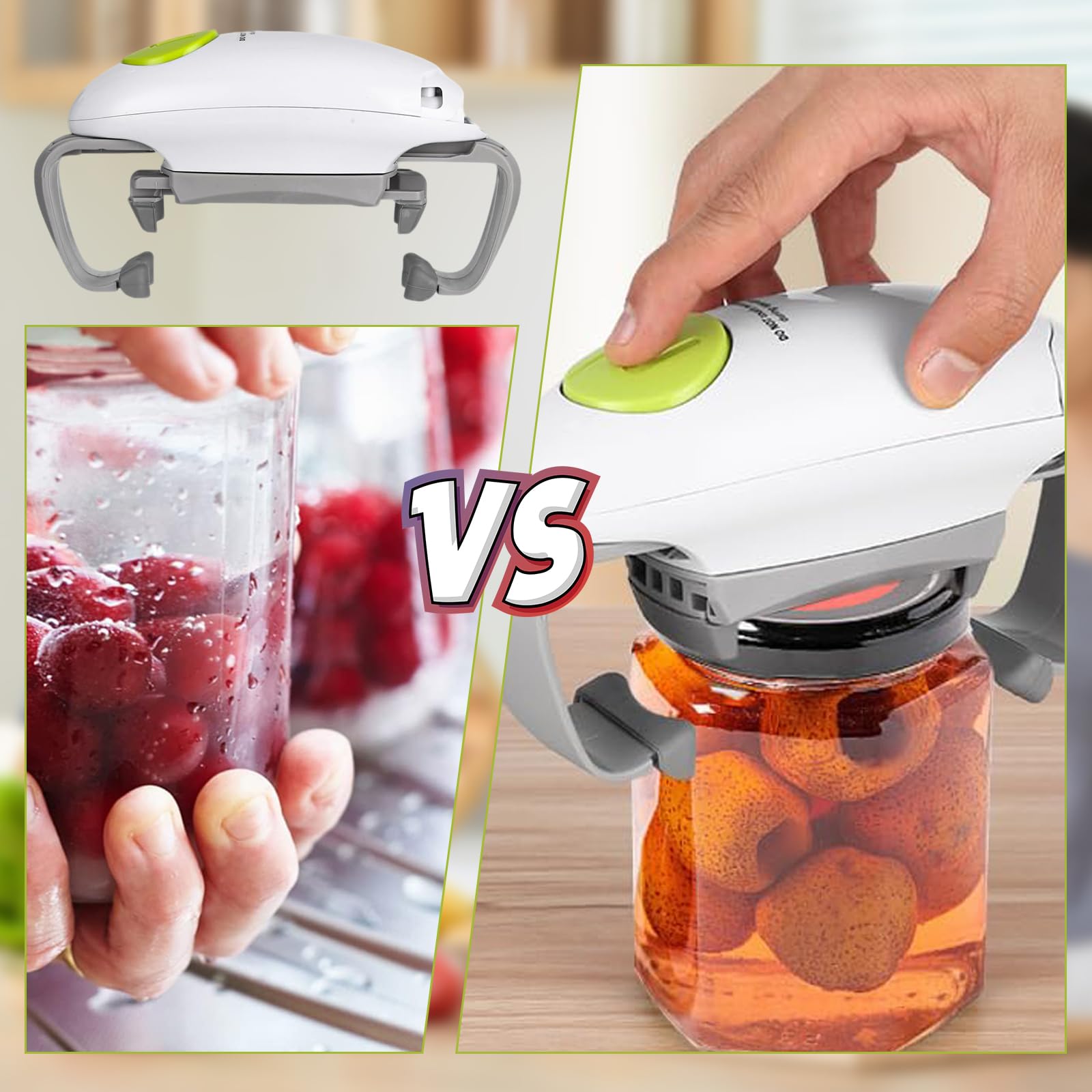 Ouvre-bocal Électrique – Ouvre-Boîtes Automatique Sans Effort, Idéal à la Maison, Accessoire Cuisine pour Tous, Alimenté par Piles (Blanc)