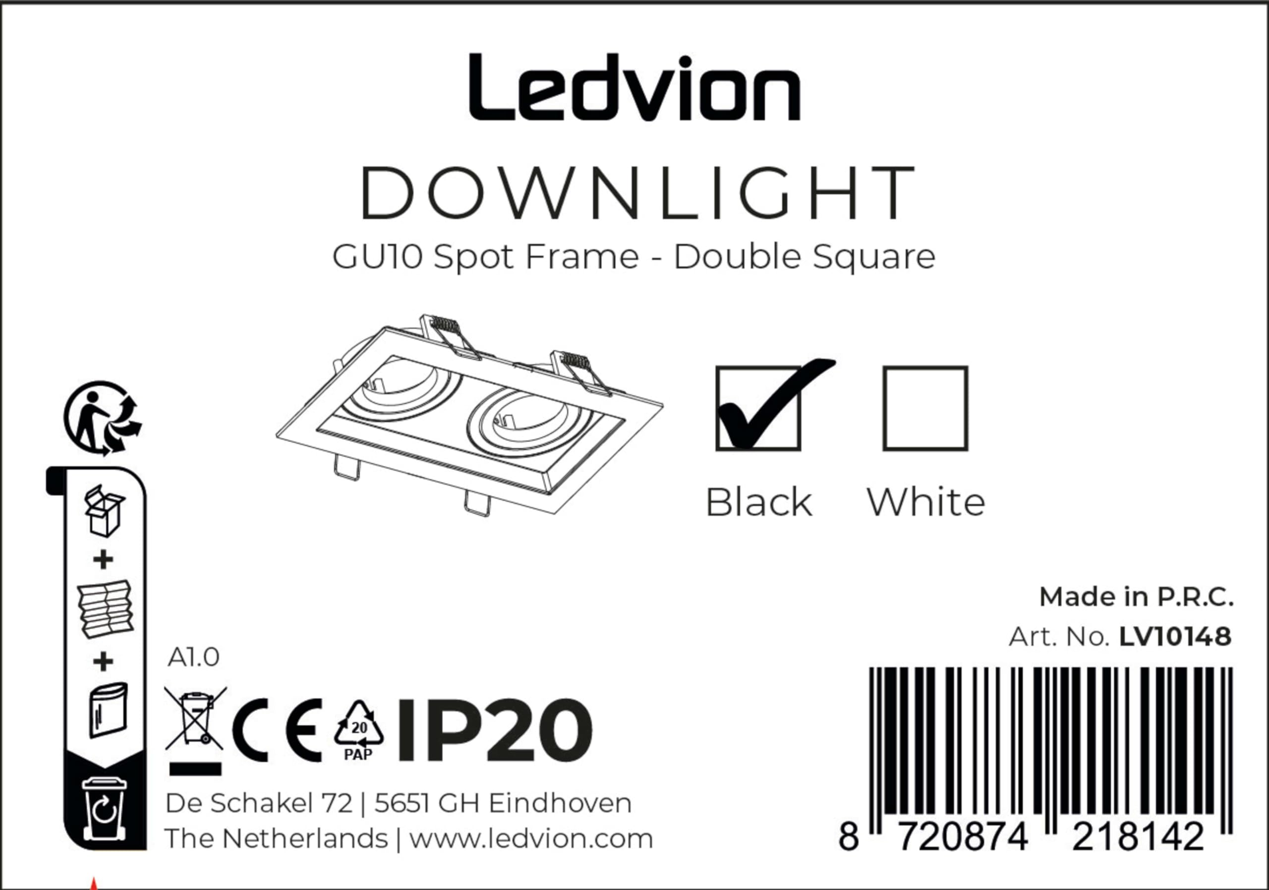 Ledvion 6er Set LED Einbaustrahler Schwarz 4.9W RGB CCT dimmbar | Einbaumass 185x100mm; Fuer trockene Innenraeume wie Wohnzimmer Kueche und Flur