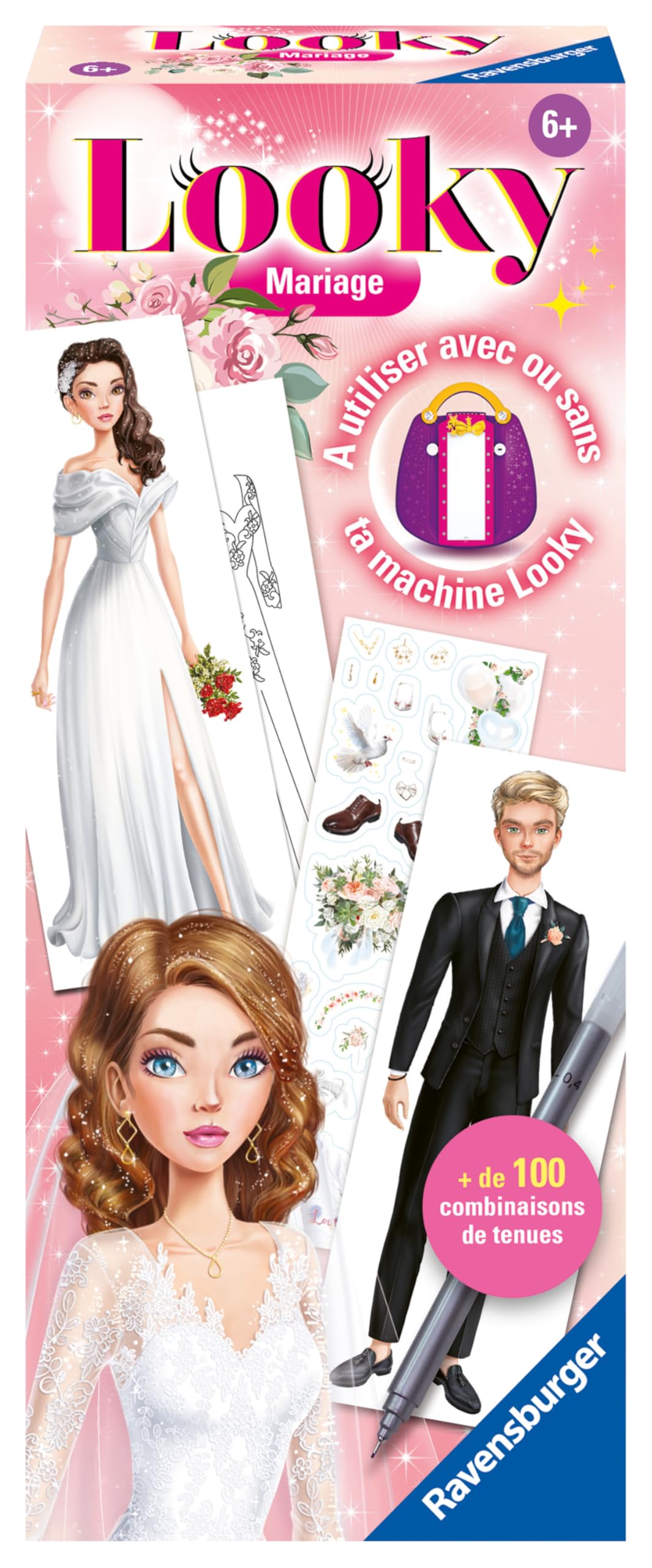 Ravensburger Looky Matrimonio – Set Creativo Per Disegnare Abiti Da Sposa E Da Uomo, Dai 6 Anni, Con Tavola E Pennarello - 2