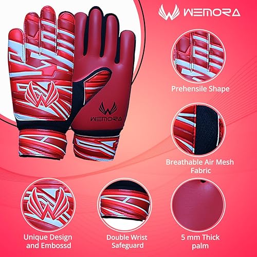 Miniatura 2 de WEMORA Guantes de portero de fútbol con gran agarre de 0.197 pulgadas, palma de látex, transpirables y guantes de portero de doble muñeca para niños
