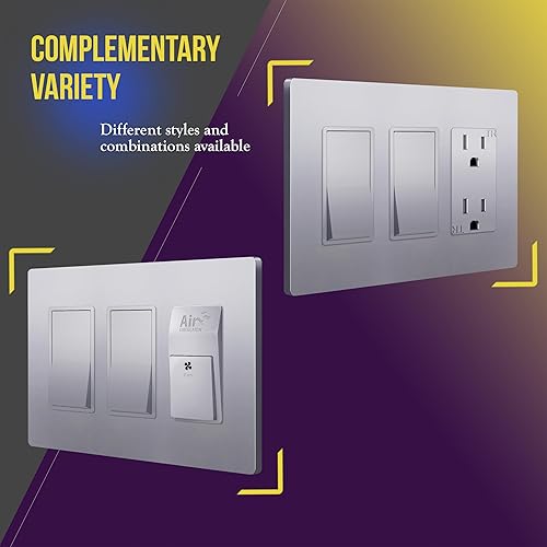 Miniatura 245 de ENERLITES SI8834-BK - Placa de pared decorativa sin tornillos, cubierta de enchufe segura, 4 entradas, 4.68 x 8.30 pulgadas (alto x largo), Negro