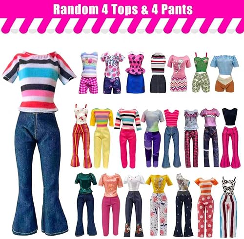 Miniatura 3 de 19 piezas de ropa y accesorios para muñecas de 11.5 pulgadas, 3 vestidos elegantes al azar, 4 tops, 4 pantalones, 3 vestidos de noche, 1 vestido de