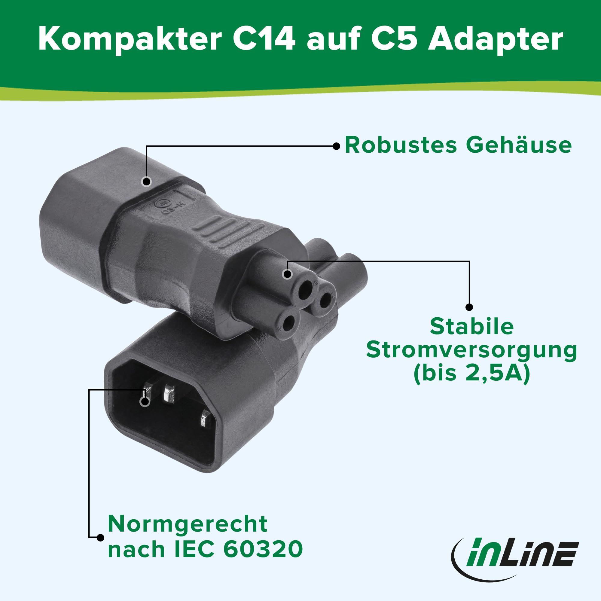 Inline 16723B Adapter Sieciowy, Czarny