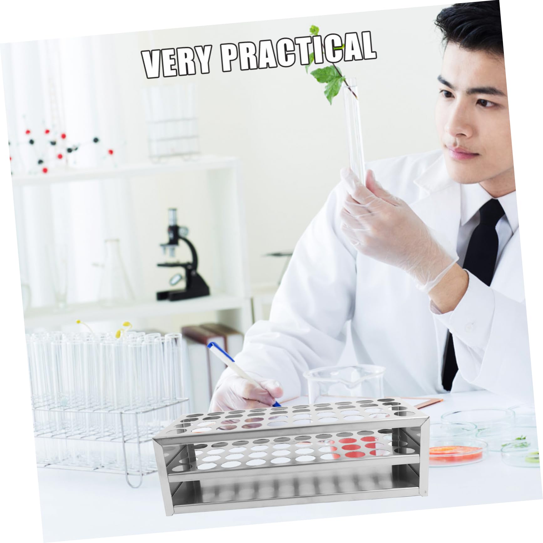 4piezas Soporte Para Tubos De De Gradilla De Inoxidable Para Organizador Estable y Resistente Para Tubos Para Experimentos Científicos