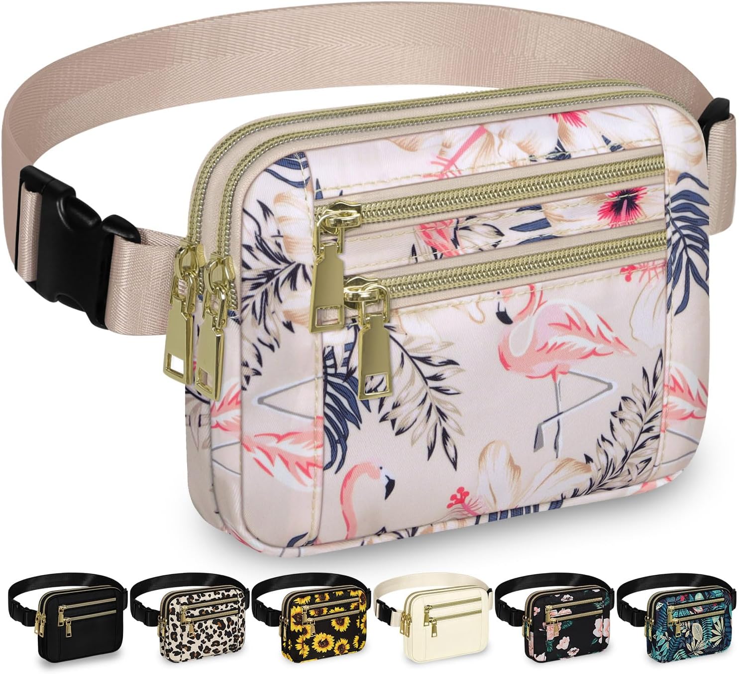 Capolo Fanny Packs for Women 4 Zip Pocket Crossbody Belt Bag Waist Bags