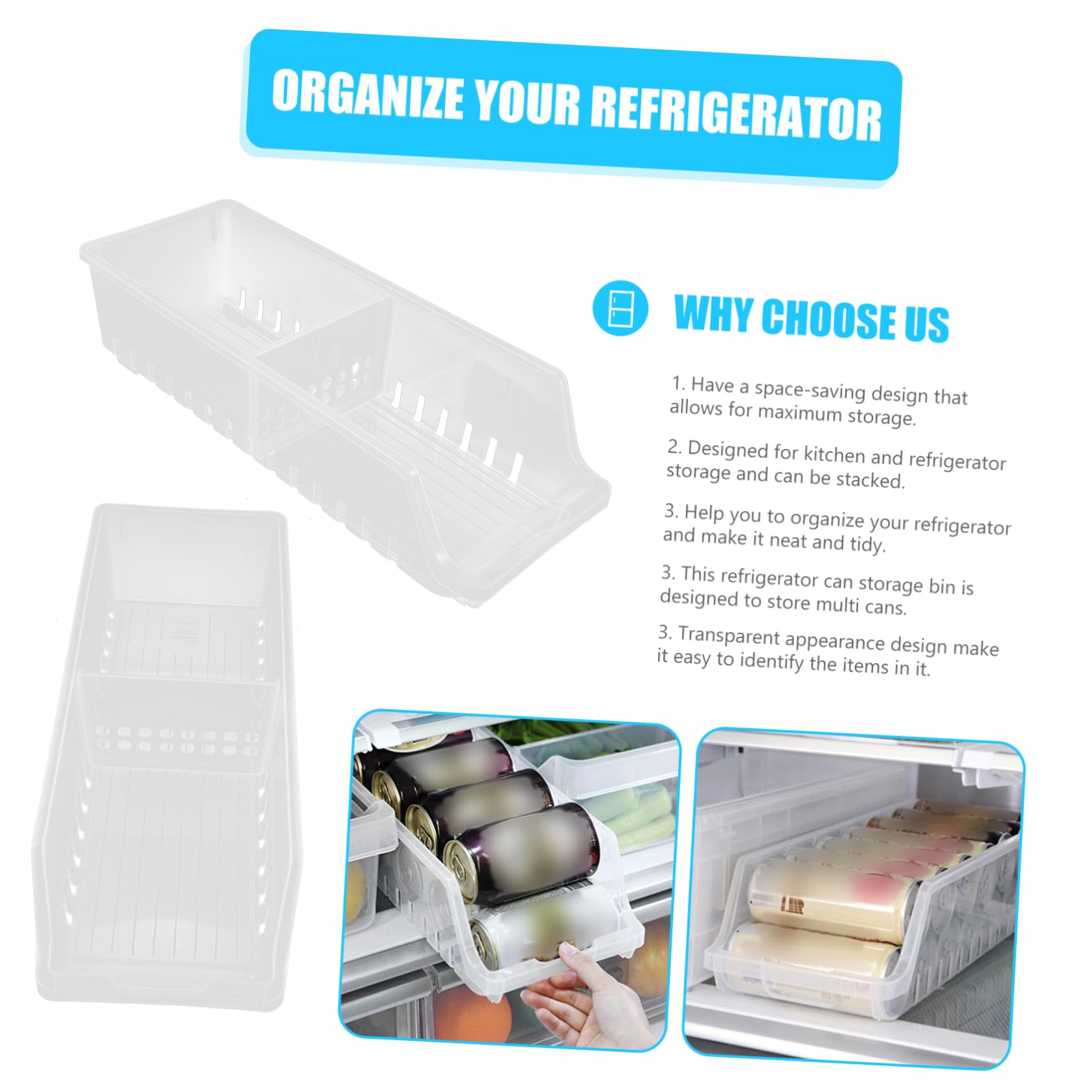 STOBAZA Soda Can Holder for Fridge 2-layer Storage Rack Beverage Dispenser Bin Canned Food Organizer for Beer Cans