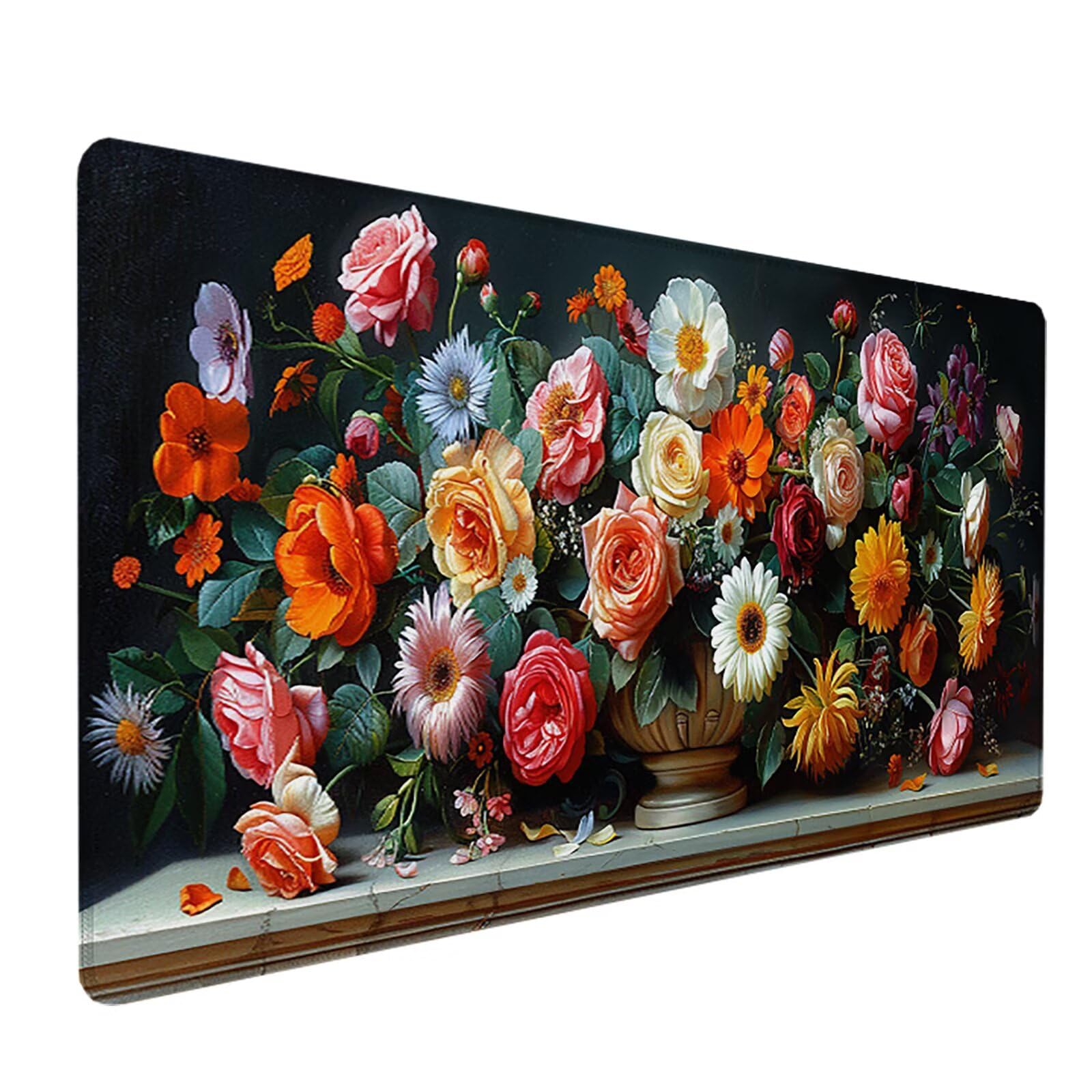 Florero Alfombrilla Ratón Gaming XXL 1500x800 mm, Alfombrilla Gaming Rosa Mousepad con Base de Goma Antideslizante, Impermeable Desk Mat para Teclado y Raton, Accesorios Gaming, Regalos de Hombre C-C
