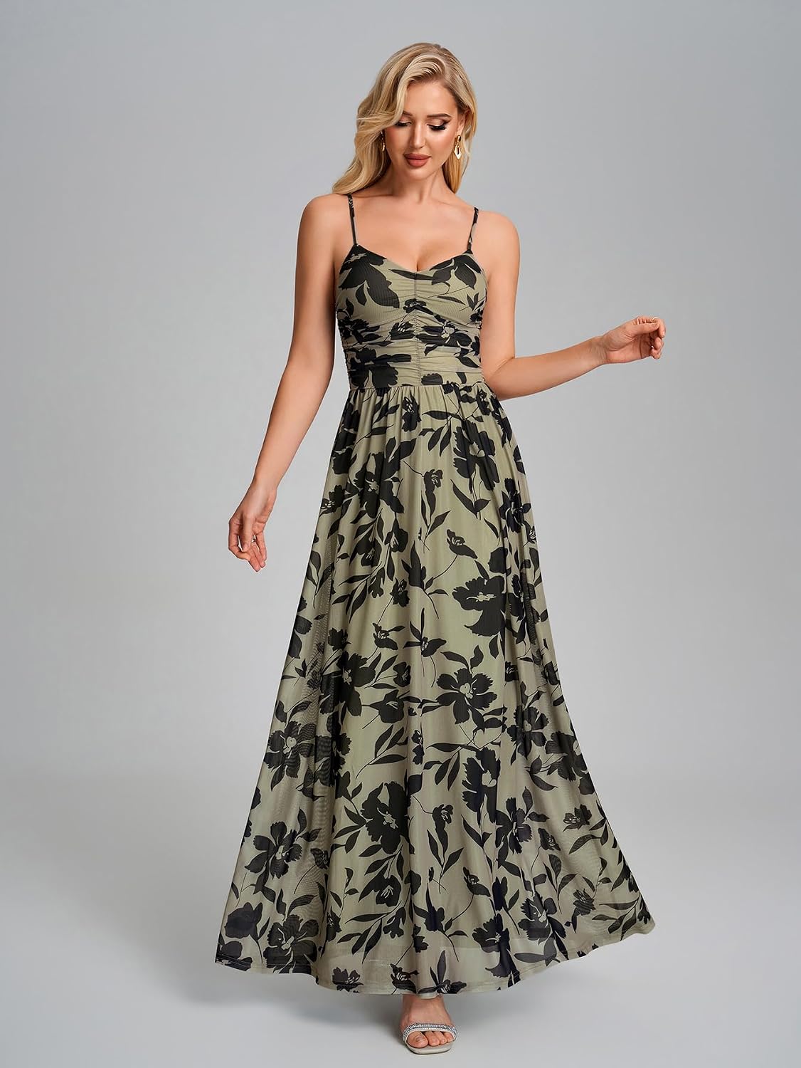 EYNMIN Floral Maxi Dress Spaghetti Strap Flowy A Line 2026 Spring Summer Wedding Guest Dresses for Women Long Sundress