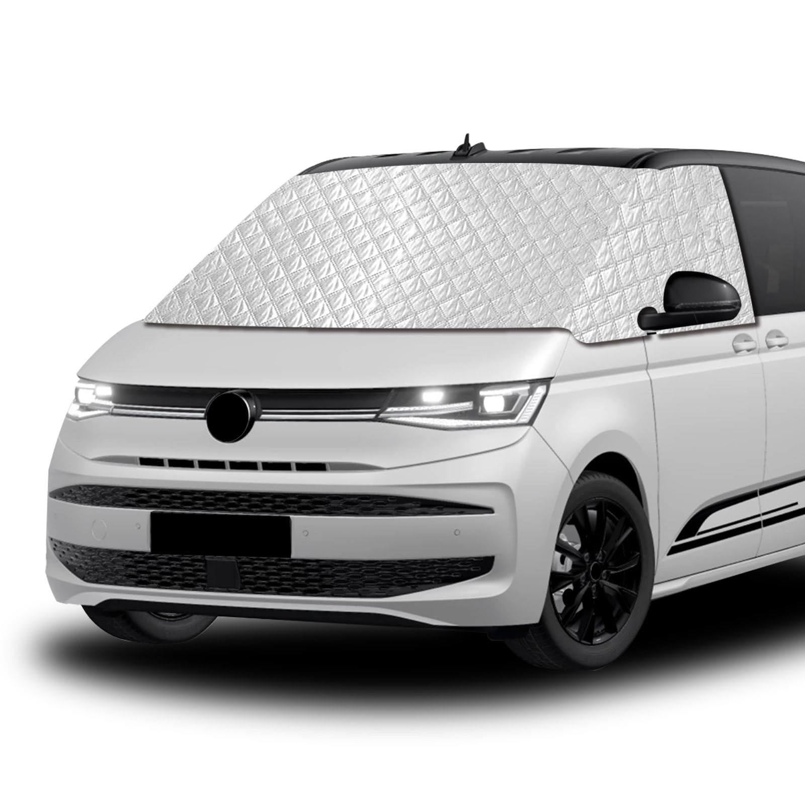 Protection de pare-brise avant compatible avec VW Multivan T7 (2021-2026) & VW California T7 | Protection solaire 4 saisons & protection contre le gel | Protection thermique contre la chaleur