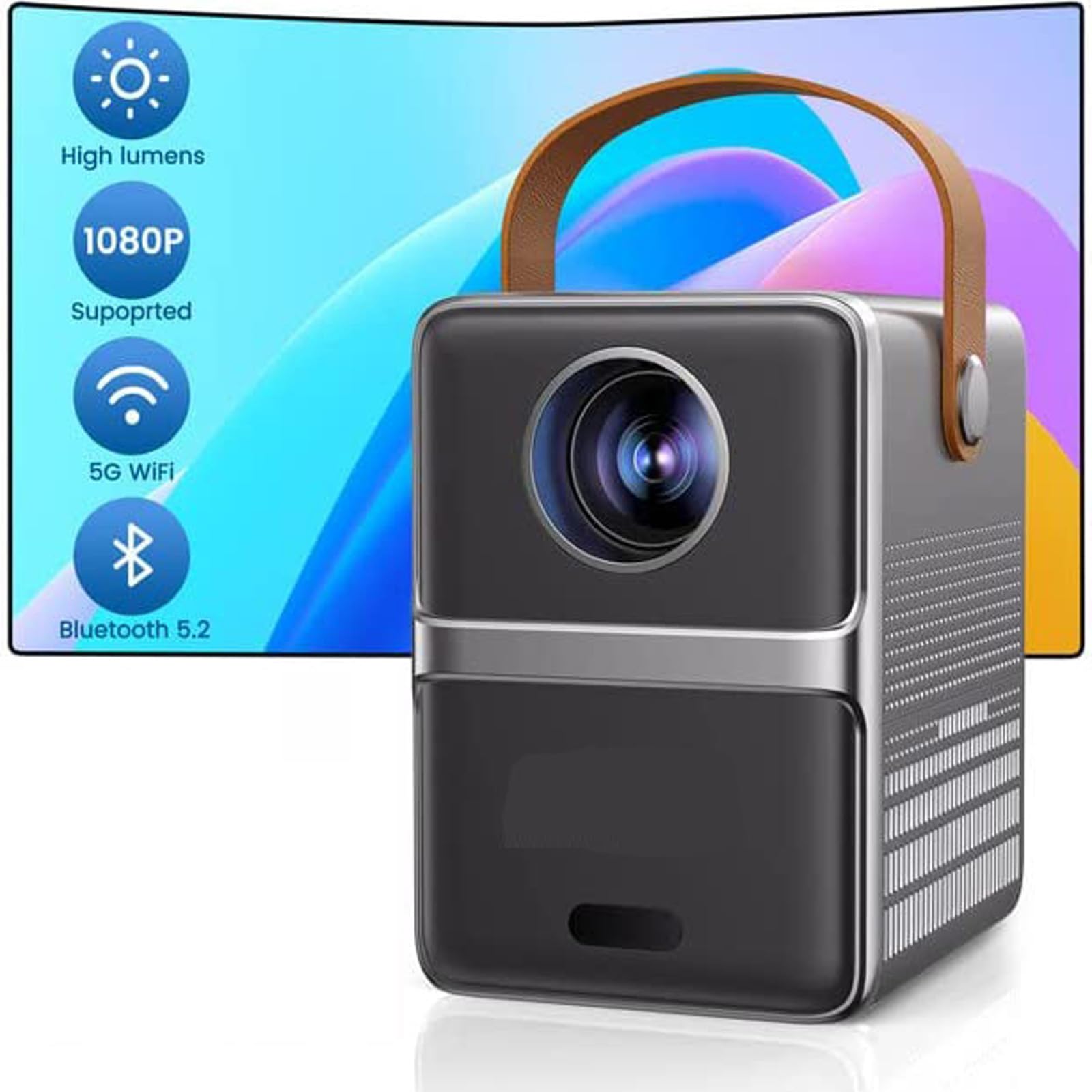 Elecgrove Projector, Elecgrove Full HD Portable Smart Projector, Elecgrove 2024 New Mini Projector with Wifi and Bluetooth, Portable Auto Keystone Correction HD Projector for Outdoor/Indoor (black)