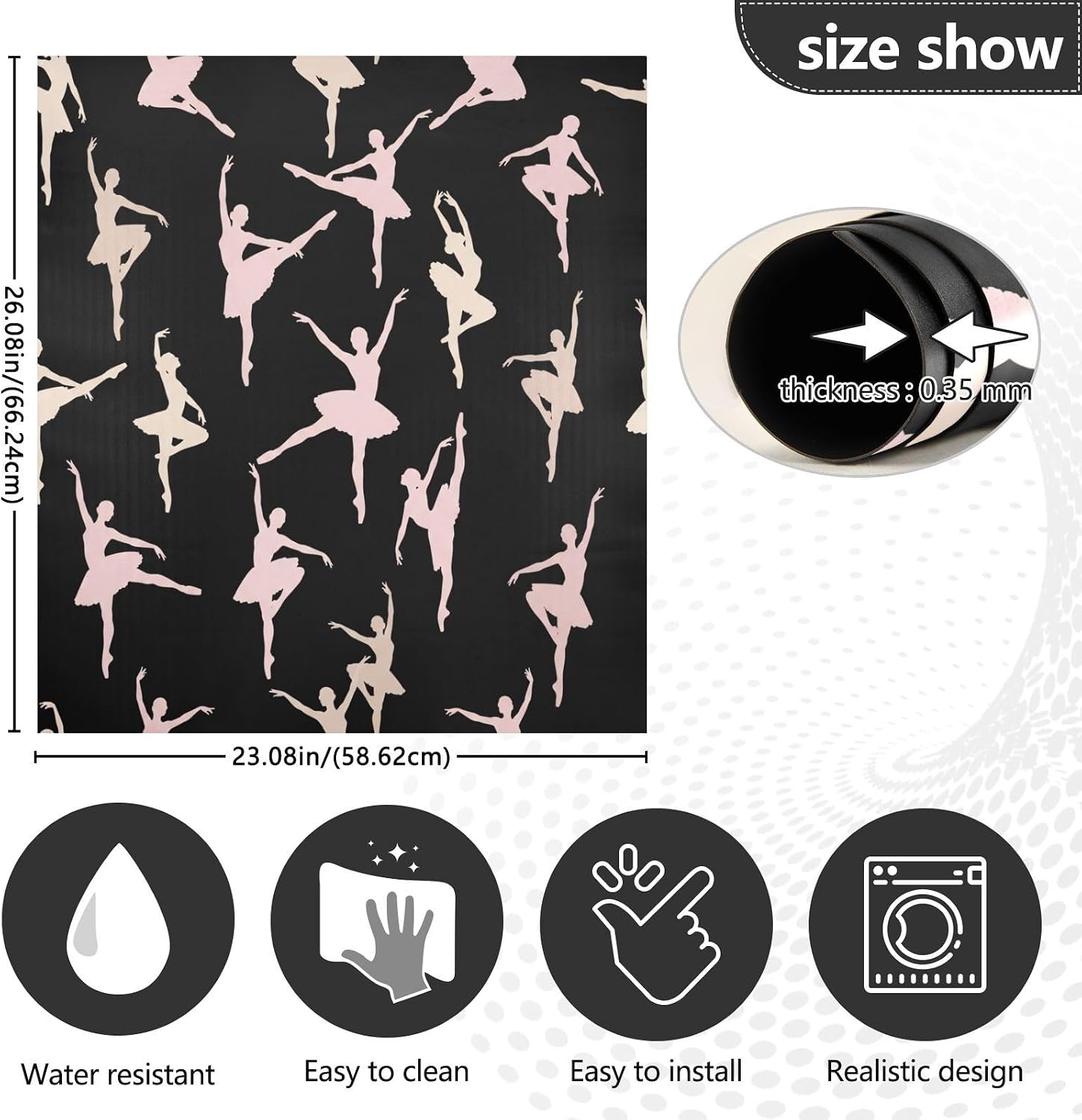 QUGRL Pink Ballet Dancer Silhouettes Dishwasher Magnet Cover Front Door Decorative Refrigerator Covers Magnetic Sheet Sticker Wash Machine Fridge Panel Decal for Kitchen Appliance 23x26 in