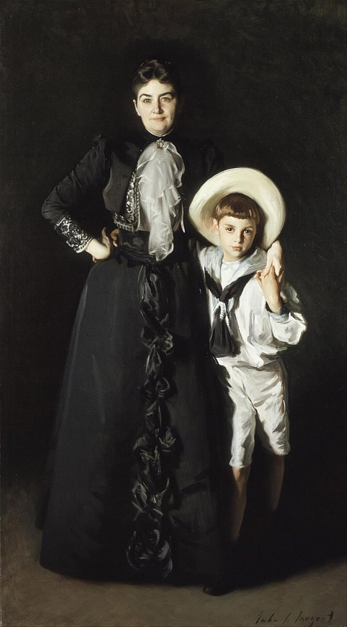 RZHRHJES Famous Painting Poster Art Canvas Print Retro Picture Portrait of Mrs Edward L Davis and Her Son Livingston Davis by John Singer Sargent Poster Wall Art for Office Decor 60x90cm