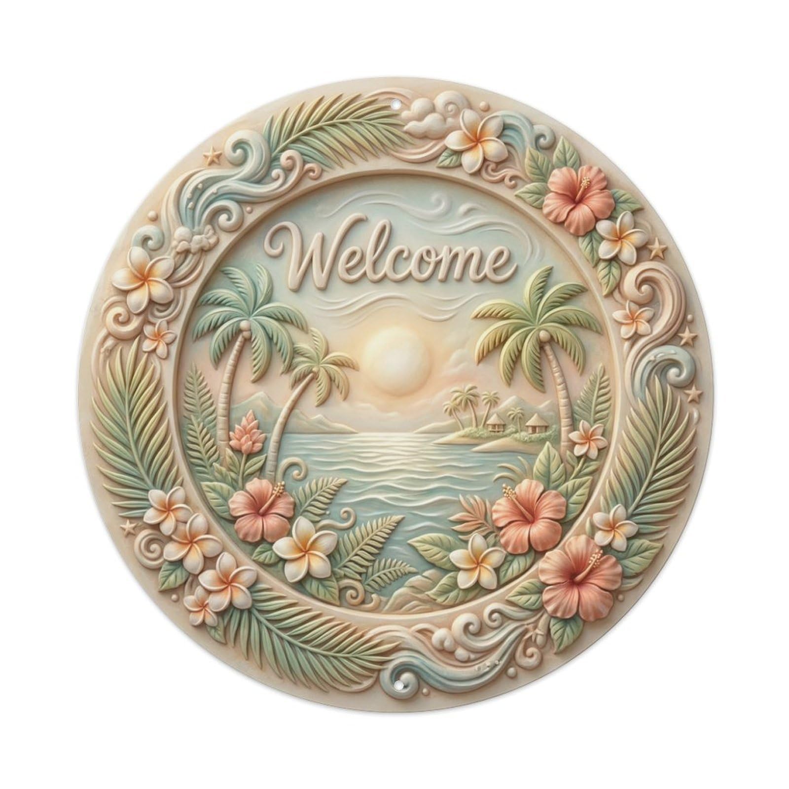 Metal Tin Sign Tropical Reverie Welcome Daydream Isle