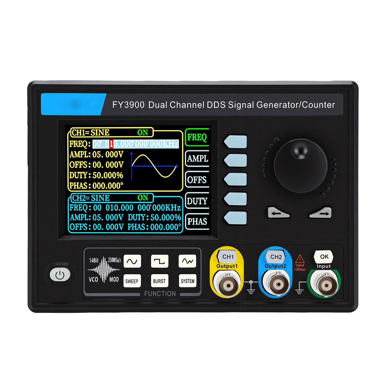 Garosa Generador de Señal de Doble Canal, Pantalla LCD de 3.2 Pulgadas