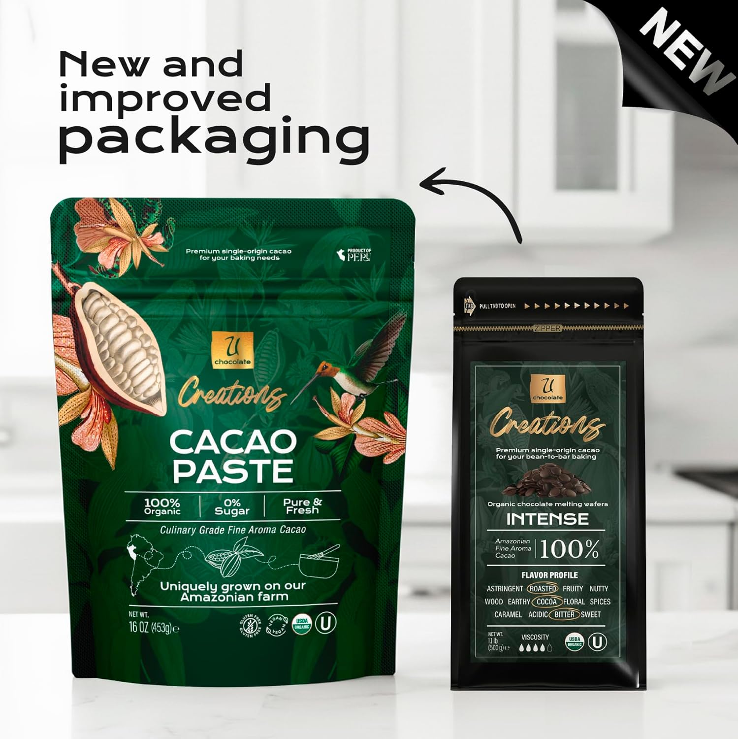 U Chocolate Organic Cacao Paste, 100% Pure Unsweetened Mass – Fresh from our Farm – Vegan, Allergen-Free, Single-Origin for Baking & Ceremonial Use – 16 oz