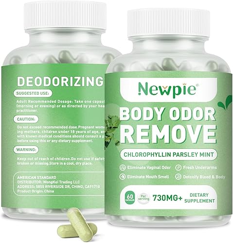 Body Deodorizing Supplement,Chlorophyll Capsules for Men & Women,Natural Internal Odor Control Pills for Skin, Breath, and Gut Health, with