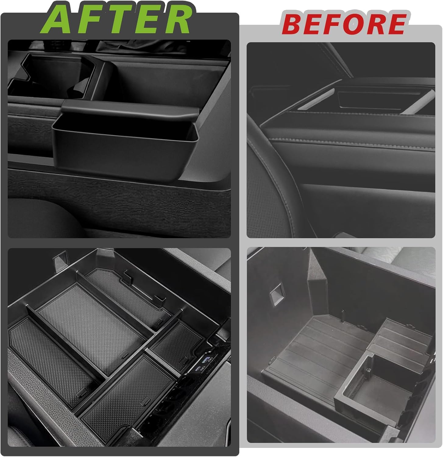 Muslogy Center Console Organizer & Shifter Storage Box Compatible with Toyota Tundra 2022-2025 2026 Accessories Phone Pocket Charge Area Console Inserts Storage Divider Passenger Side Only 2PCS