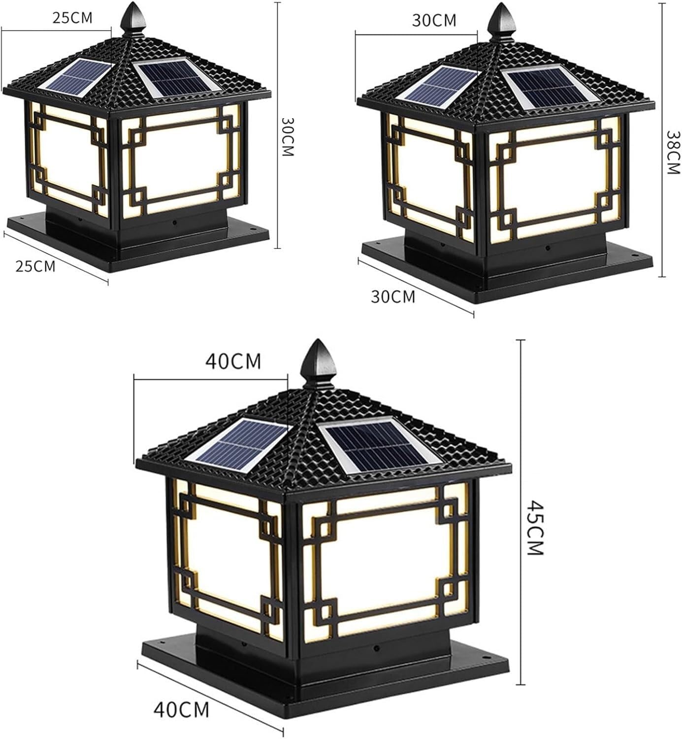 Kwadratowe lampy solarne na słupkach, wodoodporne, nierdzewne, do ogrodu krajobrazowego, latarnie uliczne(Nero,40CM)