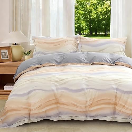 Miniatura 25 de OAITE - Juego de funda de edredón individual con patrón floral de 600 hilos, ultrasuave, 100% algodón, fibra larga, juego de 3 piezas, transpirable