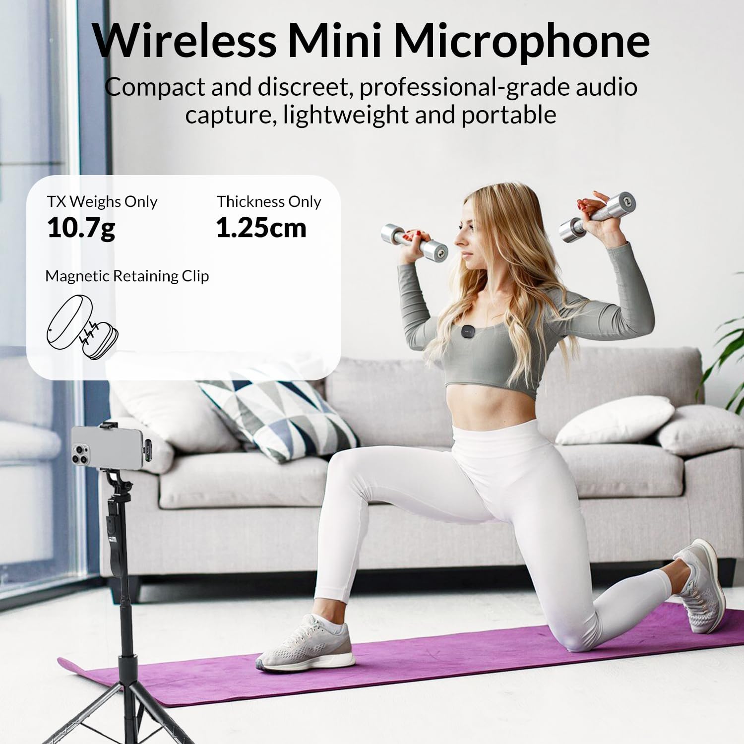 Wireless Mini Microphone for iPhone & Android,Using AI Smart Noise Reduction Technology - Wireless Lavalier Microphone for YouTube Podcast Vlogging Tiktok-Black - Image 4