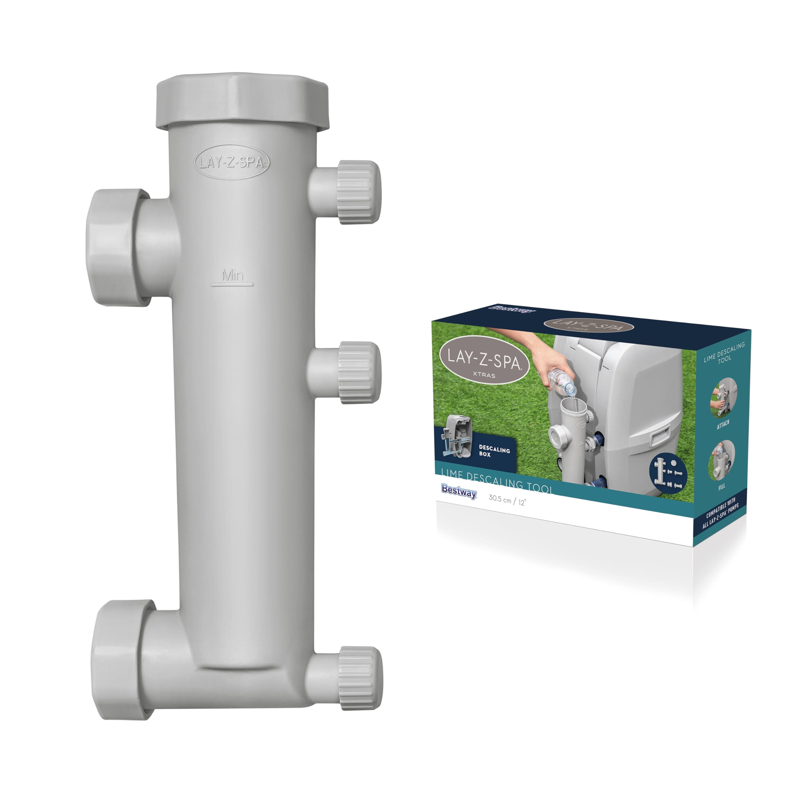 Lay-Z-Spa Entkalker-Adapter für Pumpeneinheiten – Zubehör gegen Kalk & E02-Fehler, für AirJet & HydroJet Pumpen, Wartung ohne Ausbau (ohne Entkalkungsmittel)